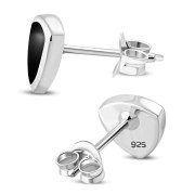 Black Onyx Silver Reuleaux Triangle Stud Earrings, e343